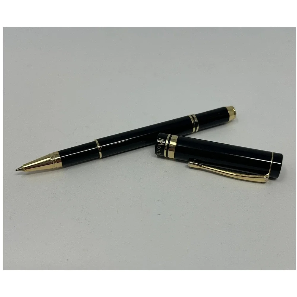 Montefiore Black and Gold Rollerball Pen Personalized EKF‎ Initials Professional